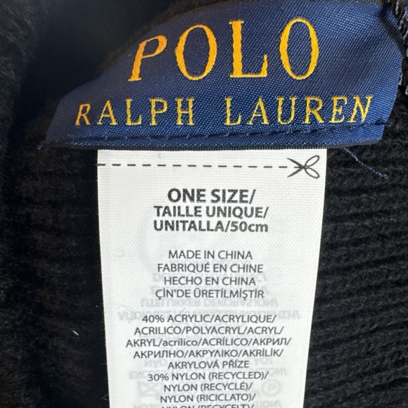 Polo Ralph Lauren Holiday Tartan Bear Embroider Rib Beanie Wool Blend Black NEW - Picture 5 of 6
